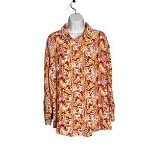 ANNA KAY Women's‎ Long Sleeve Button Front Floral Print Viscose Shirt Size L